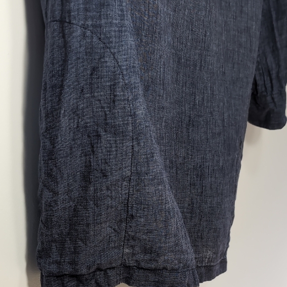 Paperwhite | 100% Linen Chambray Blue 3/4 Sleeve Boxy Tunic with Pockets Size L - Picture 4 of 12